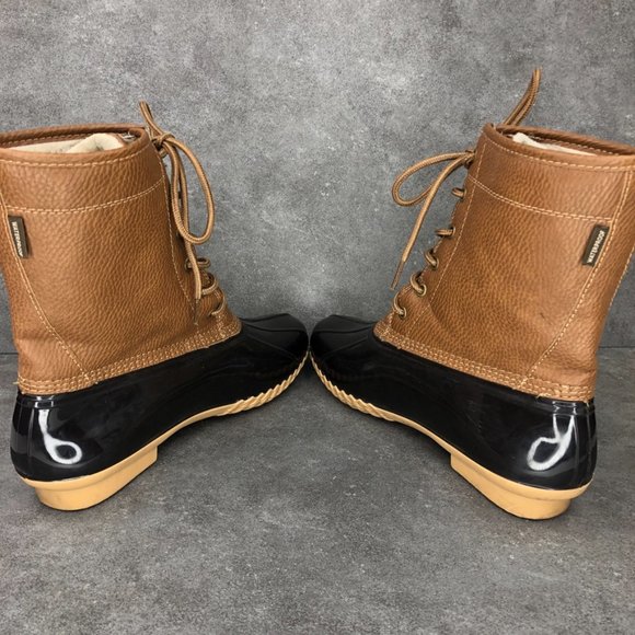 Jambu JBU Maplewood Waterproof Lace Up Duck Boot Rain Boot, Brown, Women's 10 - Picture 6 of 10